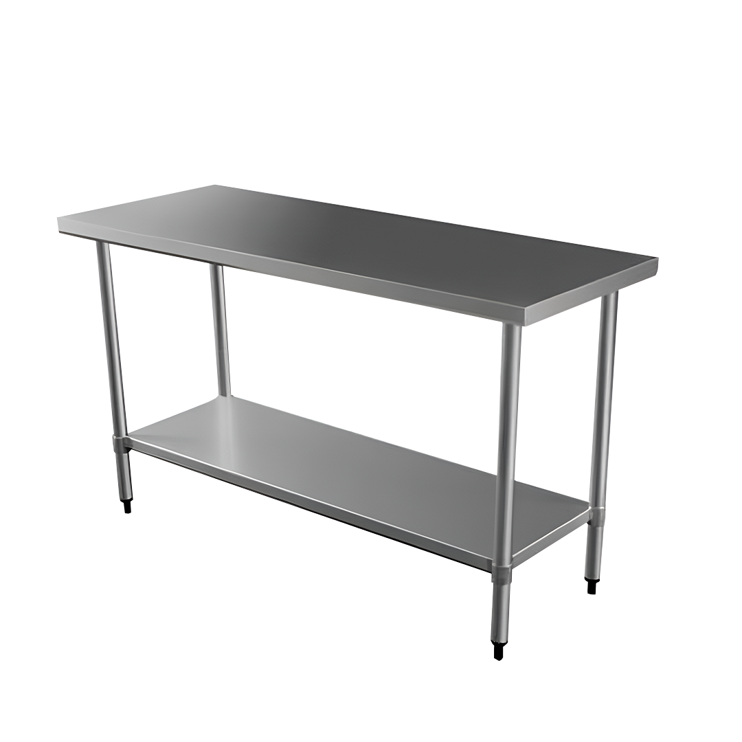 MESON CENTRO ITA WT 15060 4 INOX. 150X60x85 CMS, REPISA Y PATAS EN ACERO GALVANIZADO
